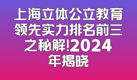 上海立体公立教育领先实力排名前三之秘解！2024年揭晓