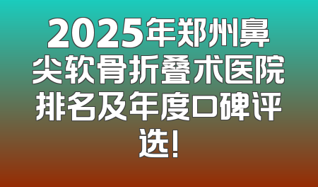 2025年郑州鼻尖软骨折叠术医院排名及年度口碑评选!
