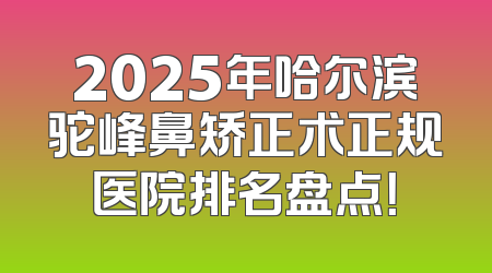 2025年哈尔滨驼峰鼻矫正术正规医院排名盘点！