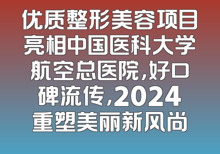 优质整形美容项目亮相中国医科大学航空总医院，好口碑流传，2024重塑美丽新风尚