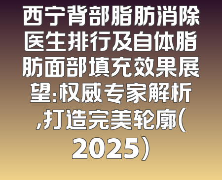 西宁背部脂肪消除医生排行及自体脂肪面部填充效果展望：权威专家解析，打造完美轮廓（2025）