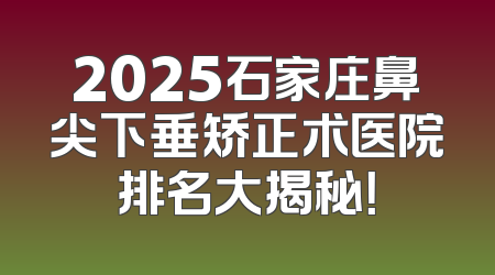 2025石家庄鼻尖下垂矫正术医院排名大揭秘！