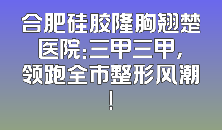 合肥硅胶隆胸翘楚医院：三甲三甲，领跑全市整形风潮！