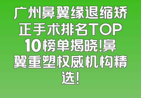 广州鼻翼缘退缩矫正手术排名TOP10榜单揭晓！鼻翼重塑权威机构精选！