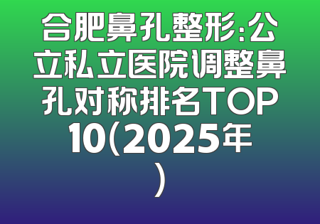 合肥鼻孔整形：公立私立医院调整鼻孔对称排名TOP10（2025年）