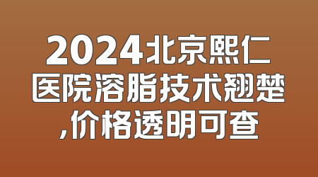 2024北京熙仁医院溶脂技术翘楚，价格透明可查