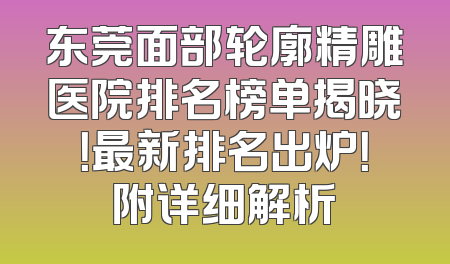 东莞面部轮廓精雕医院排名榜单揭晓！最新排名出炉！附详细解析