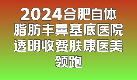 2024合肥自体脂肪丰鼻基底医院透明收费肤康医美领跑