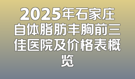2025年石家庄自体脂肪丰胸前三佳医院及价格表概览