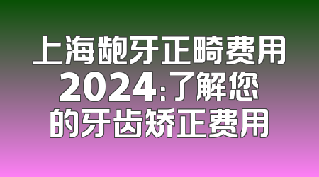 上海龅牙正畸费用2024：了解您的牙齿矫正费用