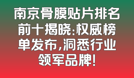 南京骨膜贴片排名前十揭晓：权威榜单发布，洞悉行业领军品牌！