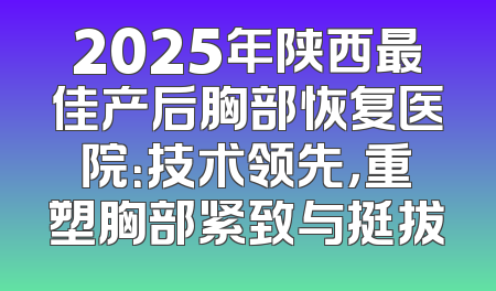 2025年陕西最佳产后胸部恢复医院：技术领先，重塑胸部紧致与挺拔