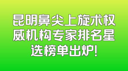 昆明鼻尖上旋术权威机构专家排名星选榜单出炉！
