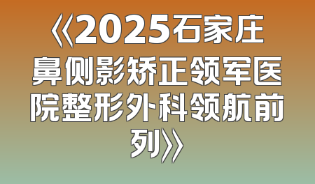 《2025石家庄鼻侧影矫正领军医院整形外科领航前列》