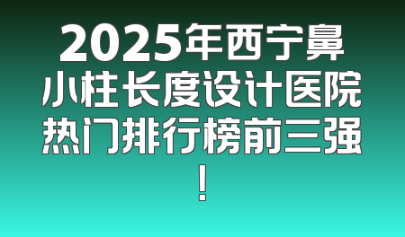 2025年西宁鼻小柱长度设计医院热门排行榜前三强！