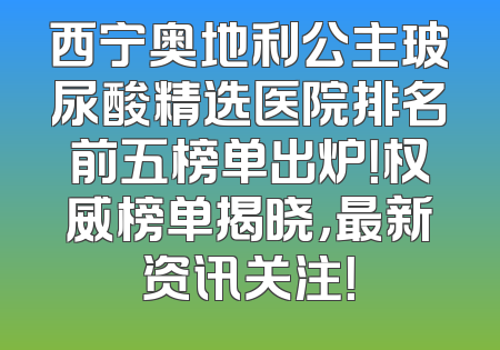 西宁奥地利公主玻尿酸精选医院排名前五榜单出炉！权威榜单揭晓，最新资讯关注！