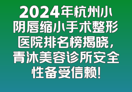 2024年杭州小阴唇缩小手术整形医院排名榜揭晓，青沐美容诊所安全性备受信赖！