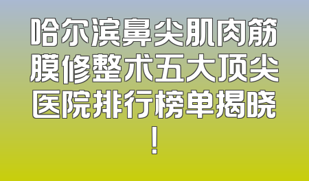 哈尔滨鼻尖肌肉筋膜修整术五大顶尖医院排行榜单揭晓！