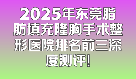 2025年东莞脂肪填充隆胸手术整形医院排名前三深度测评！