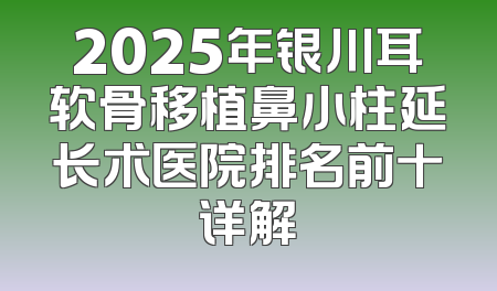 2025年银川耳软骨移植鼻小柱延长术医院排名前十详解