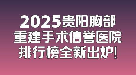 2025贵阳胸部重建手术信誉医院排行榜全新出炉！