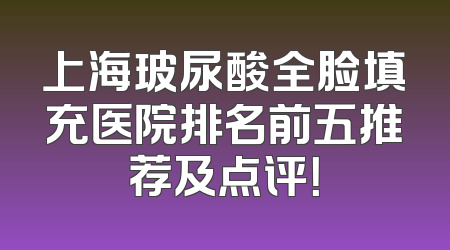 上海玻尿酸全脸填充医院排名前五推荐及点评！