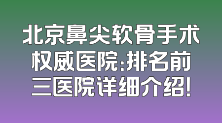 北京鼻尖软骨手术权威医院：排名前三医院详细介绍！