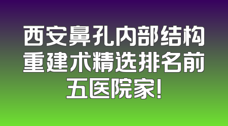 西安鼻孔内部结构重建术精选排名前五医院家!