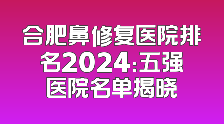 合肥鼻修复医院排名2024：五强医院名单揭晓