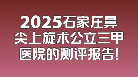 2025石家庄鼻尖上旋术公立三甲医院的测评报告！