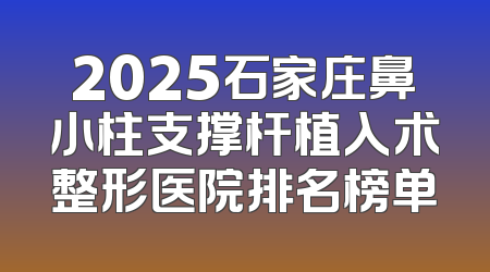 2025石家庄鼻小柱支撑杆植入术整形医院排名榜单