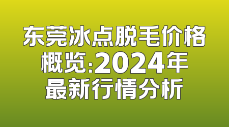 东莞冰点脱毛价格概览：2024年最新行情分析