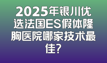 2025年银川优选法国ES假体隆胸医院哪家技术最佳？