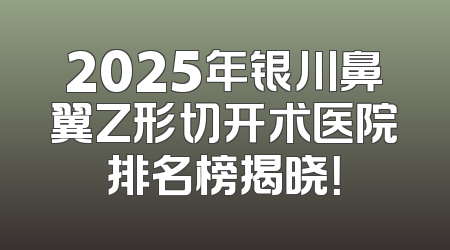2025年银川鼻翼Z形切开术医院排名榜揭晓！