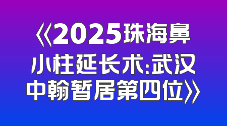 《2025珠海鼻小柱延长术：武汉中翰暂居第四位》