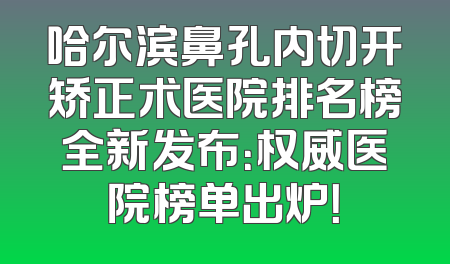 哈尔滨鼻孔内切开矫正术医院排名榜全新发布：权威医院榜单出炉！
