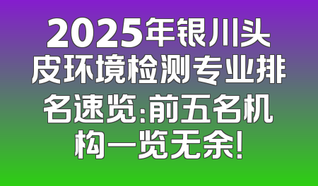 2025年银川头皮环境检测专业排名速览：前五名机构一览无余！