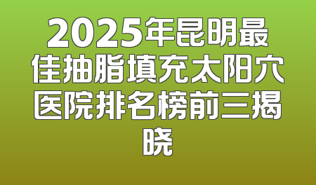2025年昆明最佳抽脂填充太阳穴医院排名榜前三揭晓