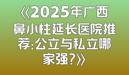 《2025年广西鼻小柱延长医院推荐：公立与私立哪家强？》