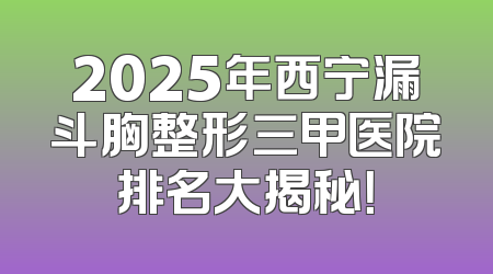 2025年西宁漏斗胸整形三甲医院排名大揭秘！