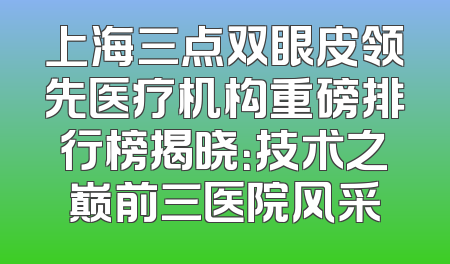 上海三点双眼皮领先医疗机构重磅排行榜揭晓：技术之巅前三医院风采