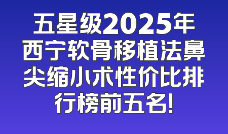 五星级2025年西宁软骨移植法鼻尖缩小术性价比排行榜前五名！
