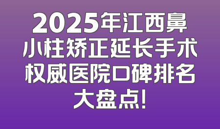 2025年江西鼻小柱矫正延长手术权威医院口碑排名大盘点！