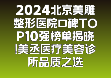 2024北京美雕整形医院口碑TOP10强榜单揭晓！美丞医疗美容诊所品质之选