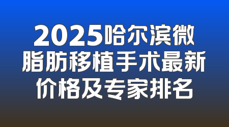2025哈尔滨微脂肪移植手术最新价格及专家排名