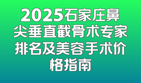 2025石家庄鼻尖垂直截骨术专家排名及美容手术价格指南