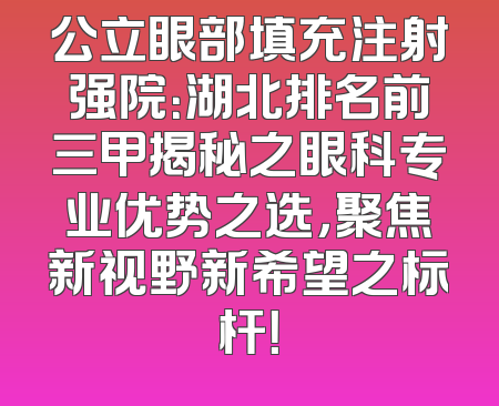 公立眼部填充注射强院：湖北排名前三甲揭秘之眼科专业优势之选，聚焦新视野新希望之标杆！