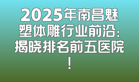 2025年南昌魅塑体雕行业前沿：揭晓排名前五医院！