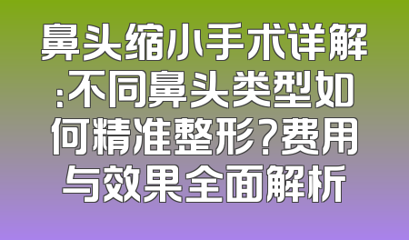 鼻头缩小手术详解：不同鼻头类型如何精准整形？费用与效果全面解析