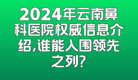 2024年云南鼻科医院权威信息介绍，谁能入围领先之列？